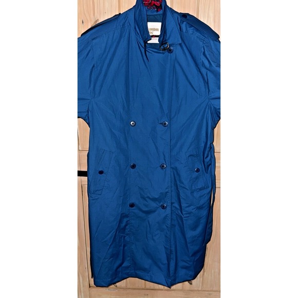 Vintage LONDON FOG Trench Coat Turquoise Blue Women's 16 Reg Belted USA - Picture 9 of 16